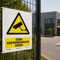 Semn avertizare supraveghere video permanenta